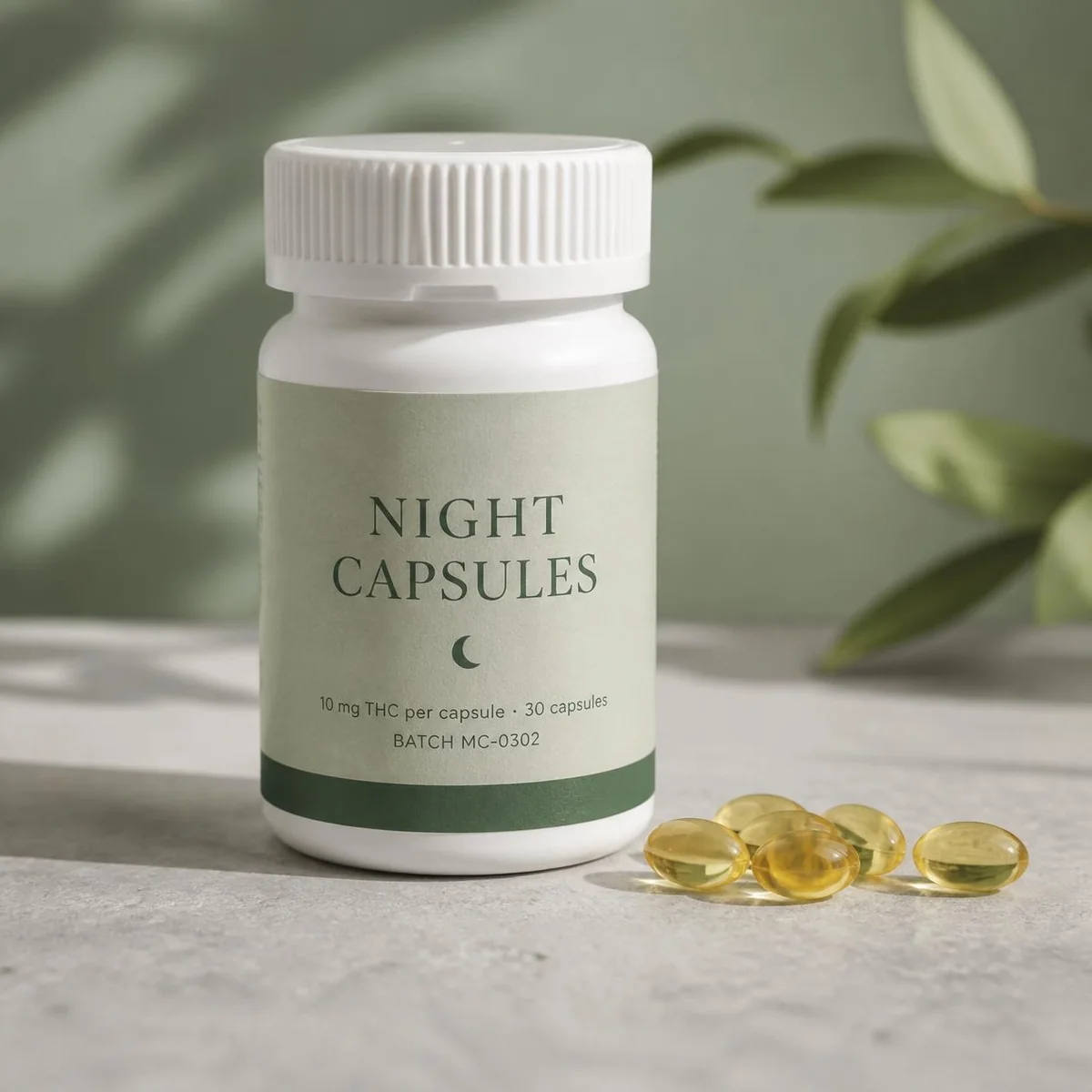 Capsule bottle labels — Textured sage paper wrap label