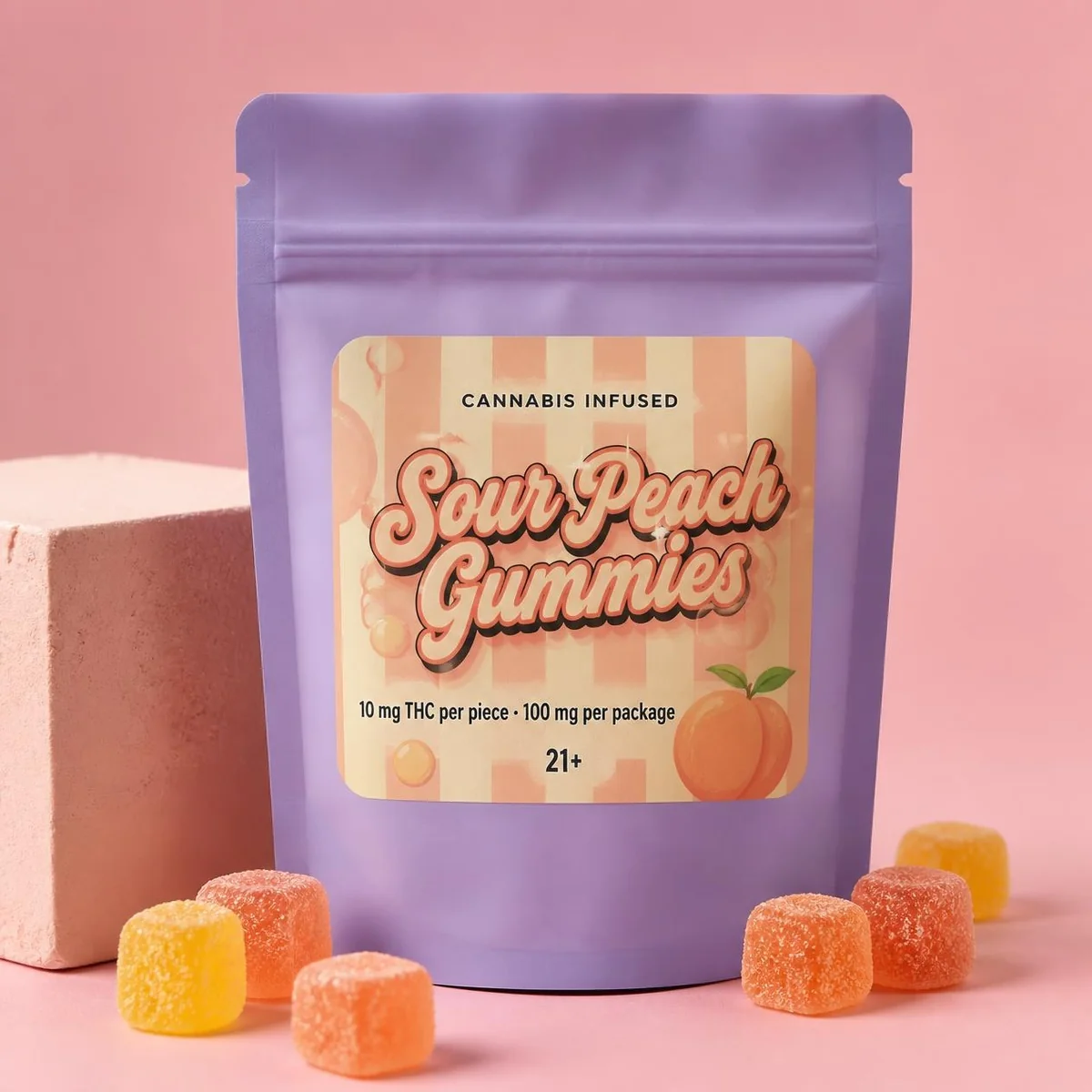 Edibles pouch labels — Retro pastel pouch label, gloss
