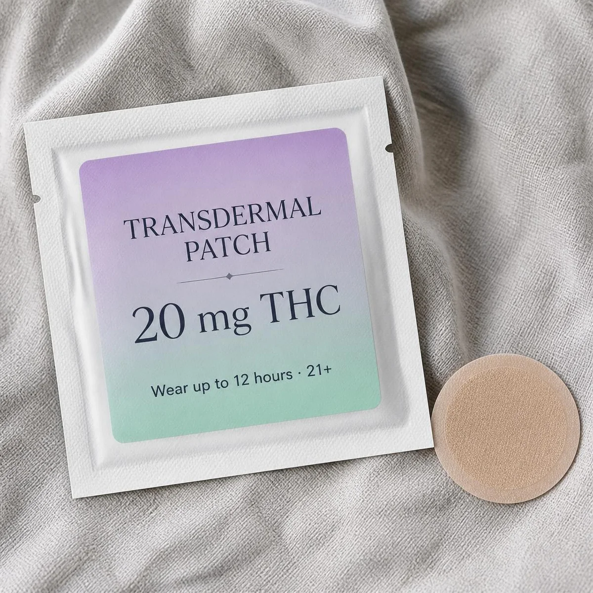 Transdermal patch labels — Pastel gradient sachet label